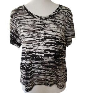 Satva black grey white organic cotton blend yoga workout tee size L